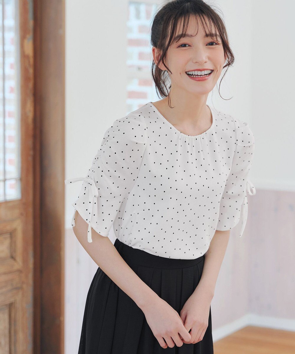 Tiaclasse 【洗える】ボリュームスリーブリボンブラウス 