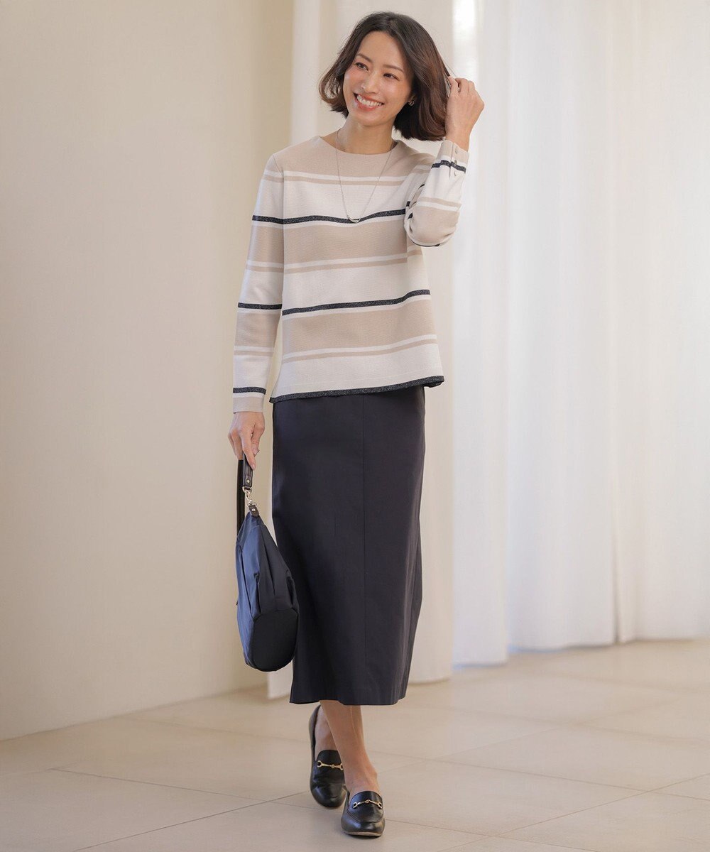 J.PRESS LADIES Cotton Acetate ブロッキング ボーダー ニット 