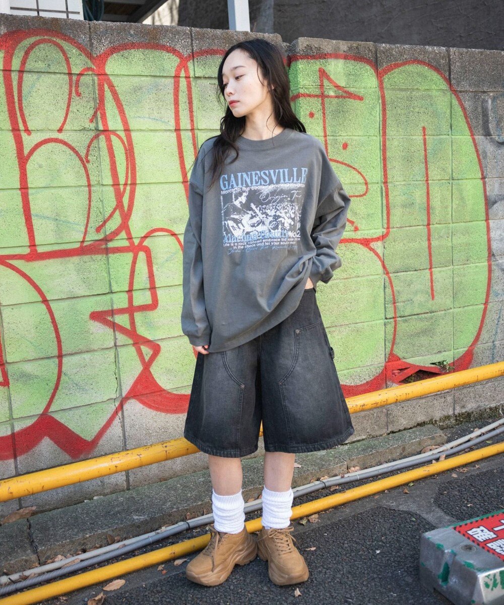 WEGO 【ユニセックス着用ITEM/MLサイズ展開】ヴィンテージライクグラフィックT（LS） 