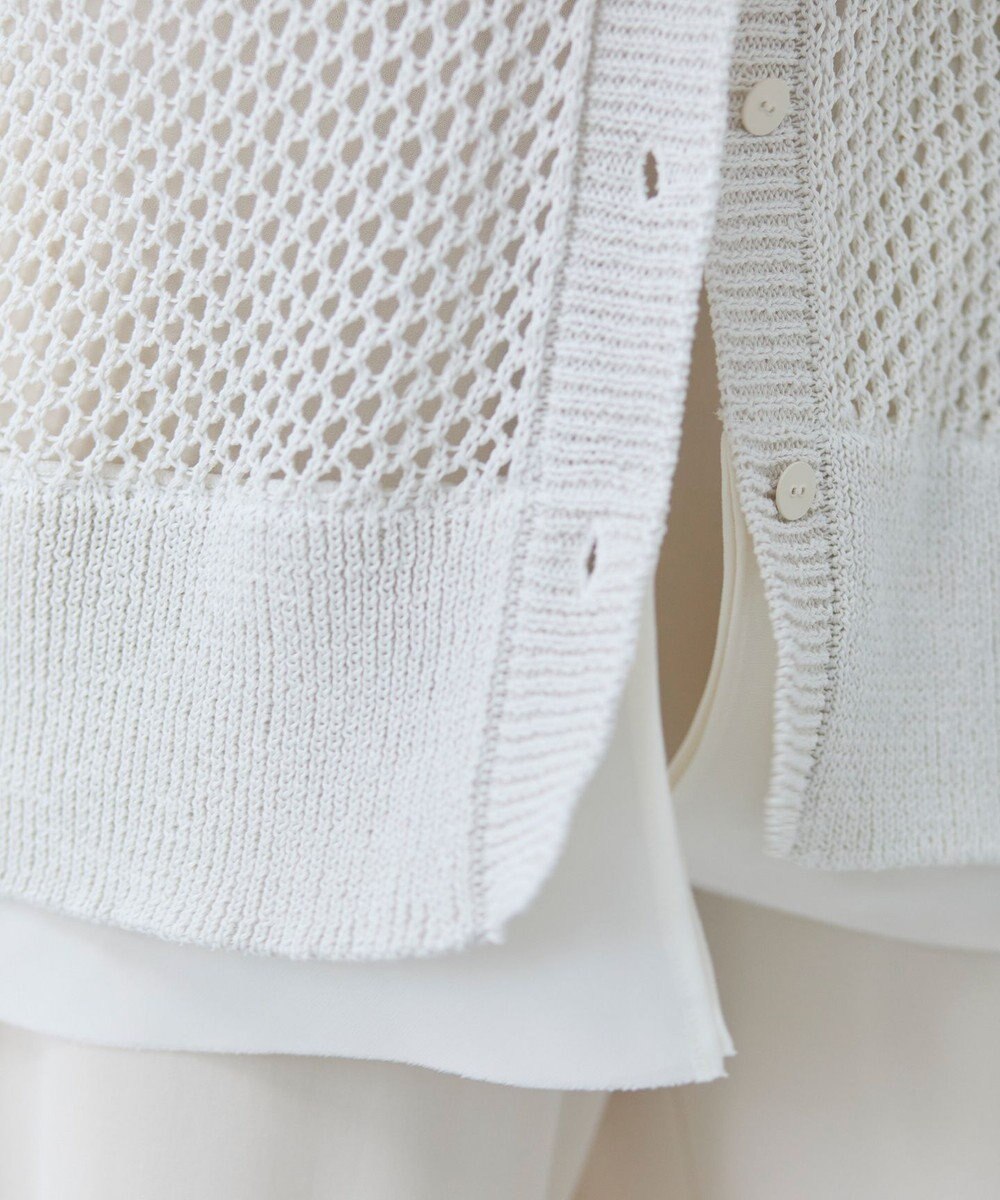 BEIGE， 【洗える】ALOE / コットンメッシュVネックミドル丈カーディガン 