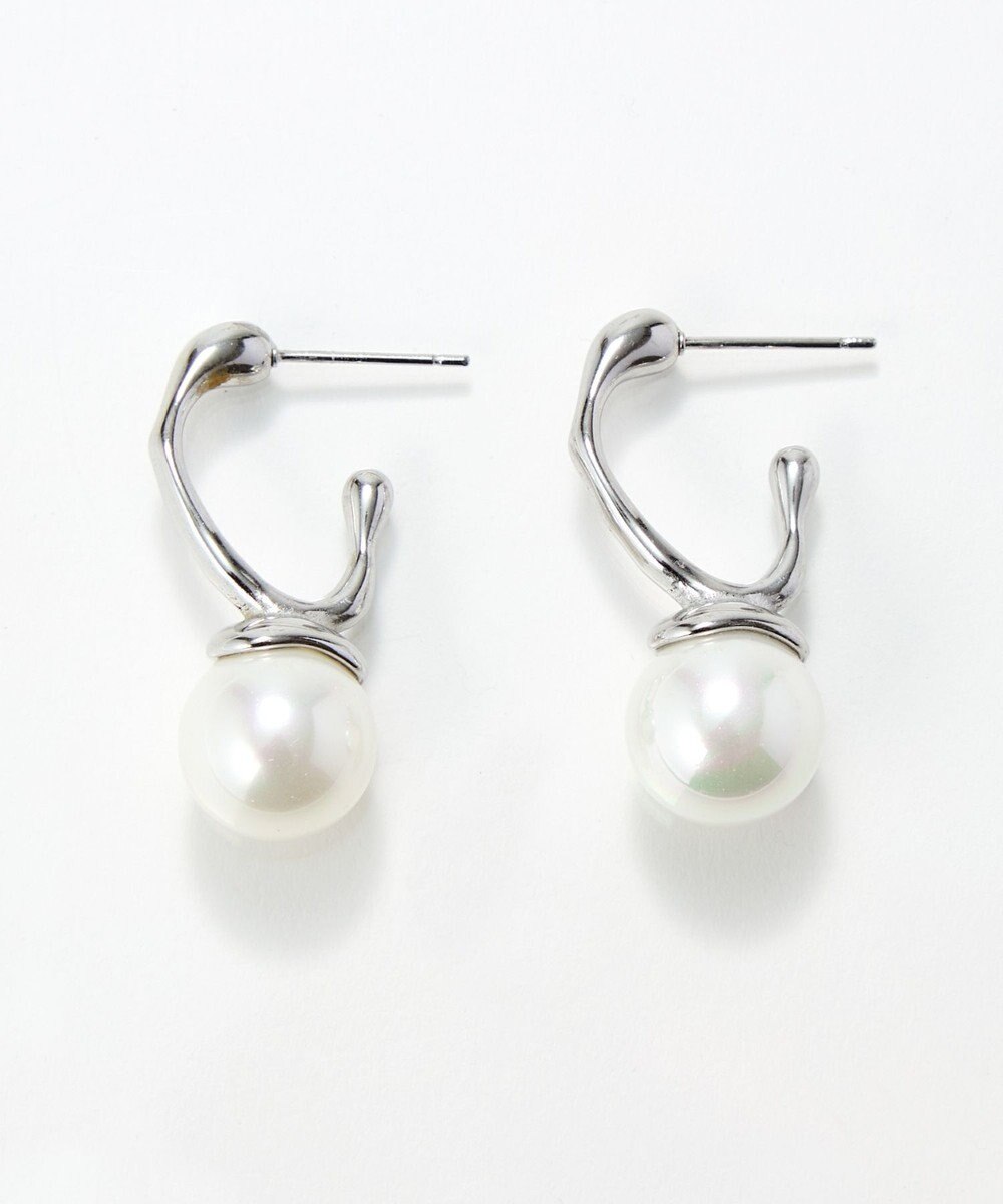 Phoebe 〈金属アレルギー対応〉リップルパールフープピアス　シルバー/ステンレス/大ぶり/存在感◎/主役級 