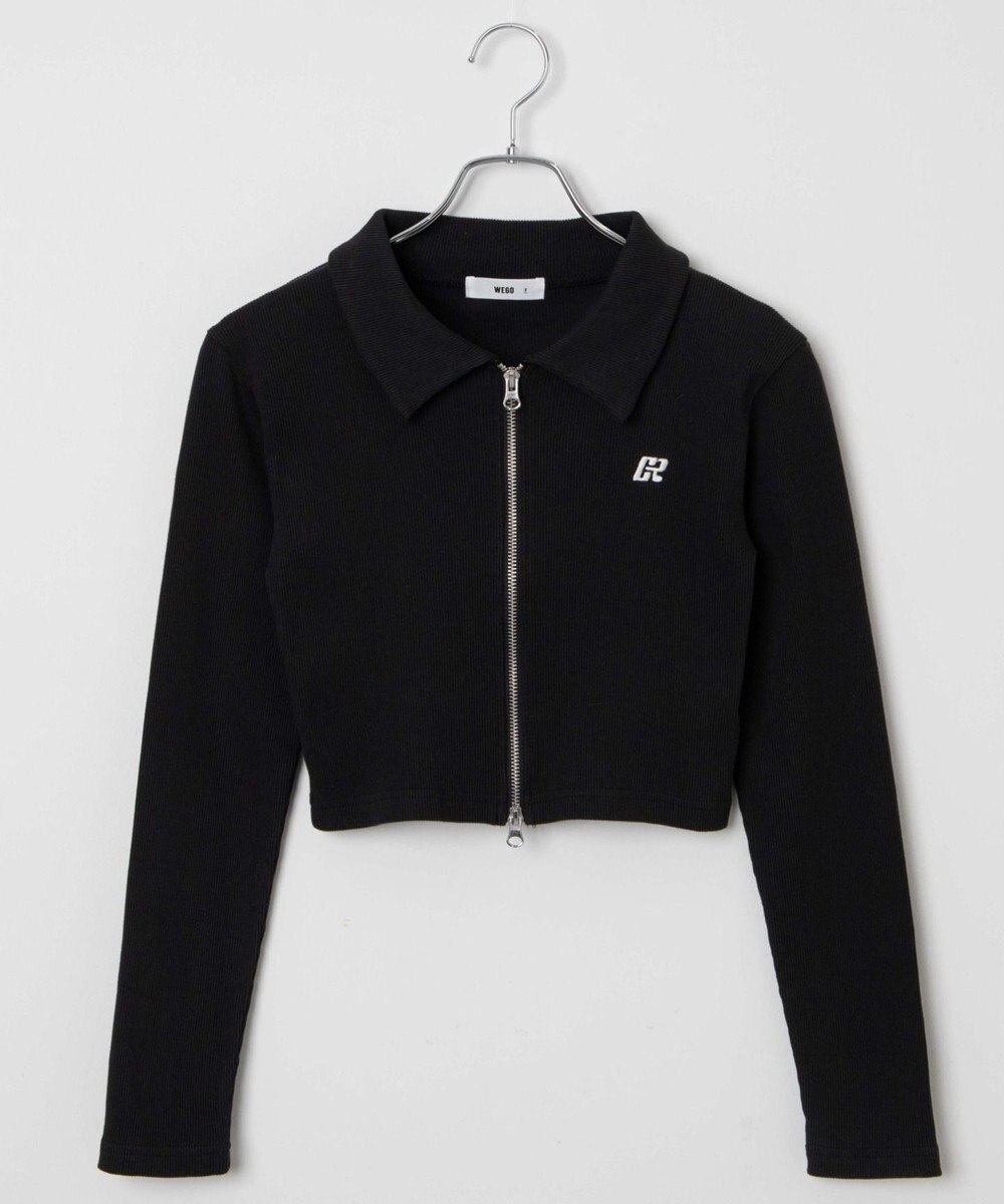 WEGO ワンポイント刺繍WZIP長袖トップス 