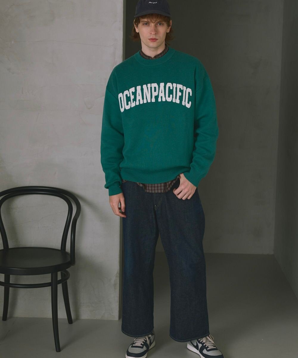 OP／FILA 【ocean pacific】サガラ刺しゅうロゴクルーニット/メンズ 