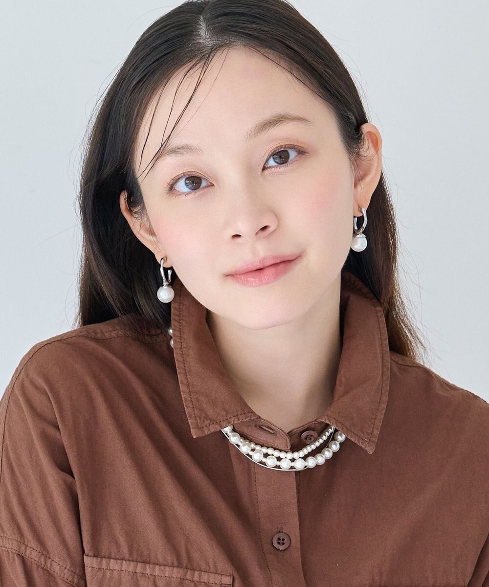 Phoebe 〈金属アレルギー対応〉リップルパールフープピアス　シルバー/ステンレス/大ぶり/存在感◎/主役級 