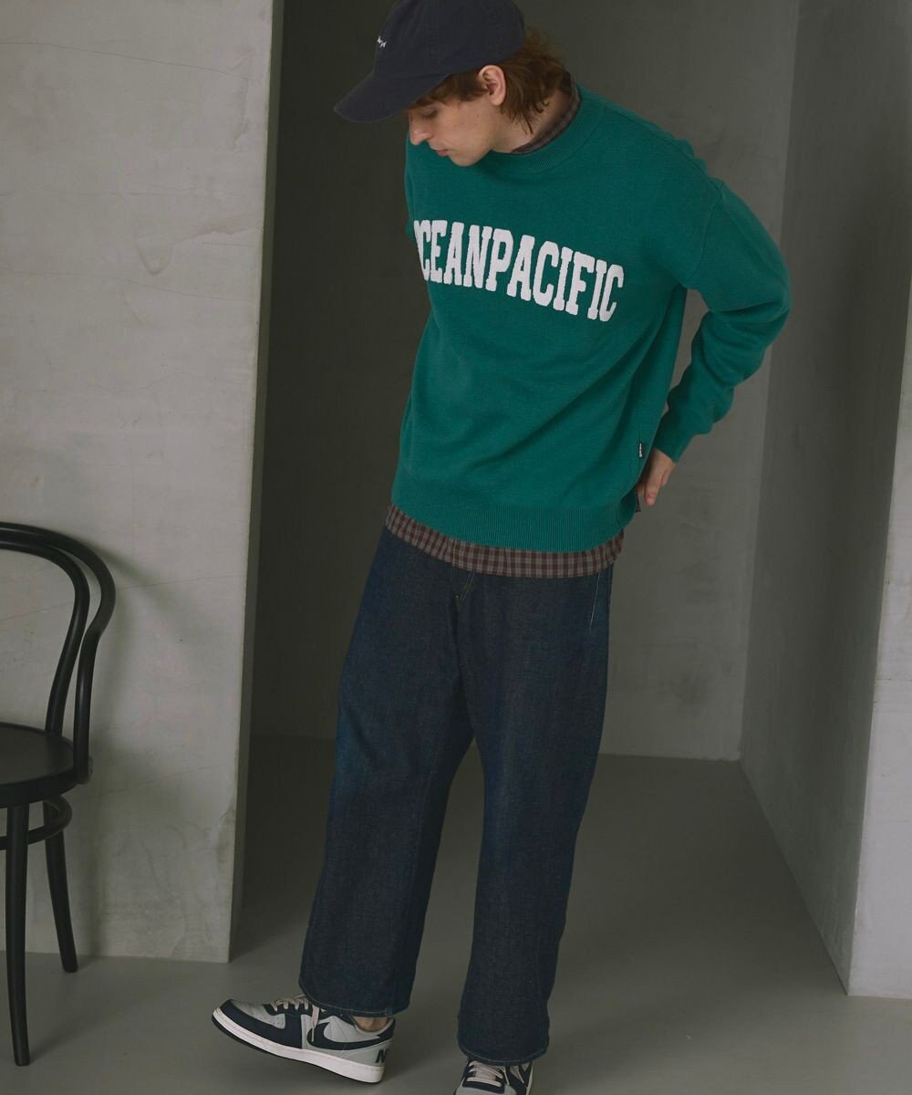 OP／FILA 【ocean pacific】サガラ刺しゅうロゴクルーニット/メンズ 