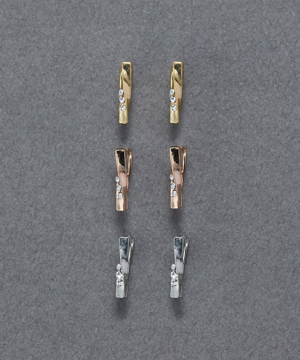 Phoebe 【金属アレルギー対応】【痛くないシリーズ】ツイストバービジューライトフィットイヤリング　シルバー 