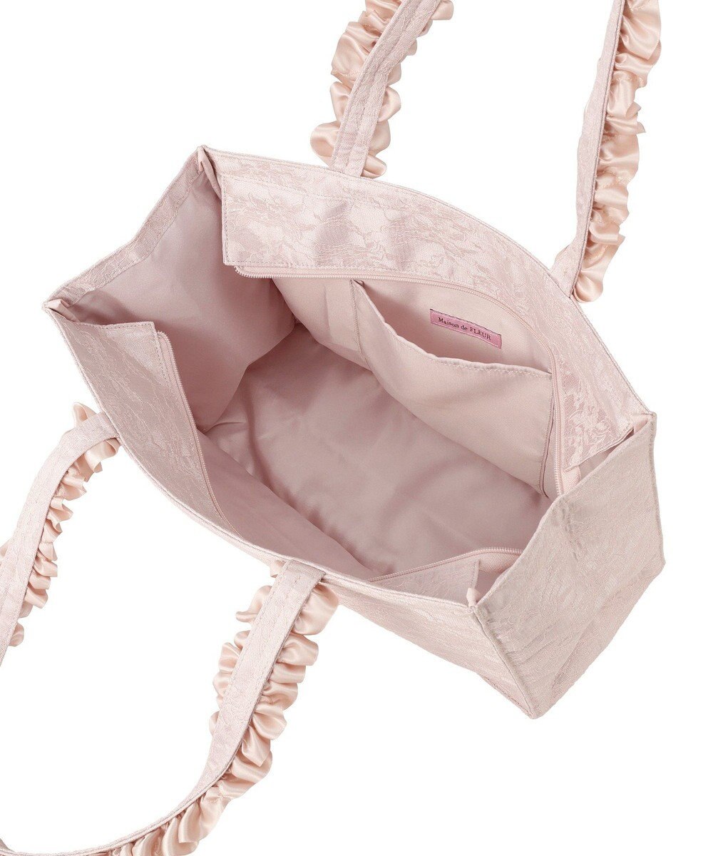 Maison de FLEUR レースフリルハンドルスクエアトートMバッグ 