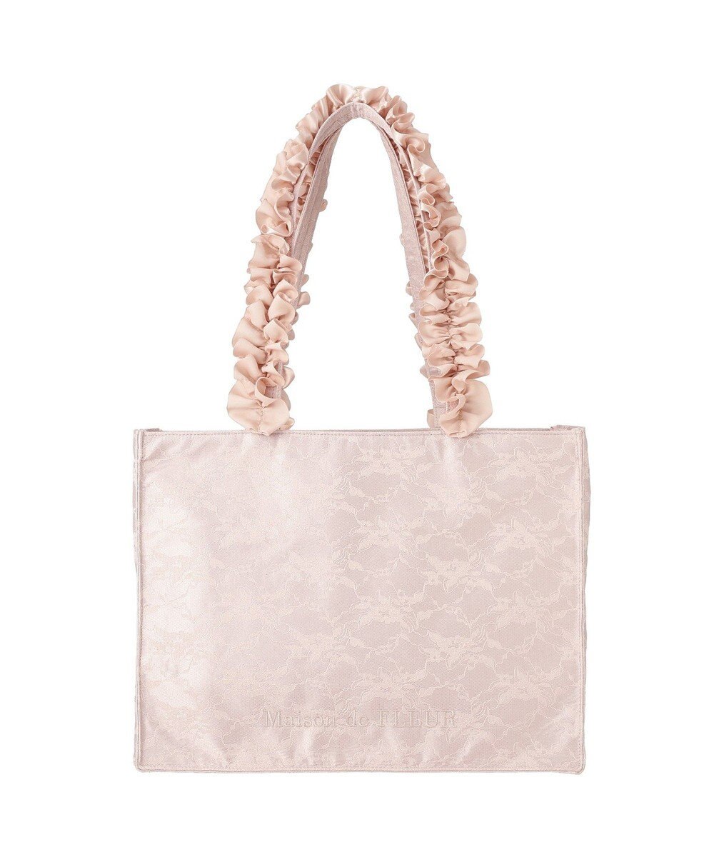 Maison de FLEUR レースフリルハンドルスクエアトートMバッグ 
