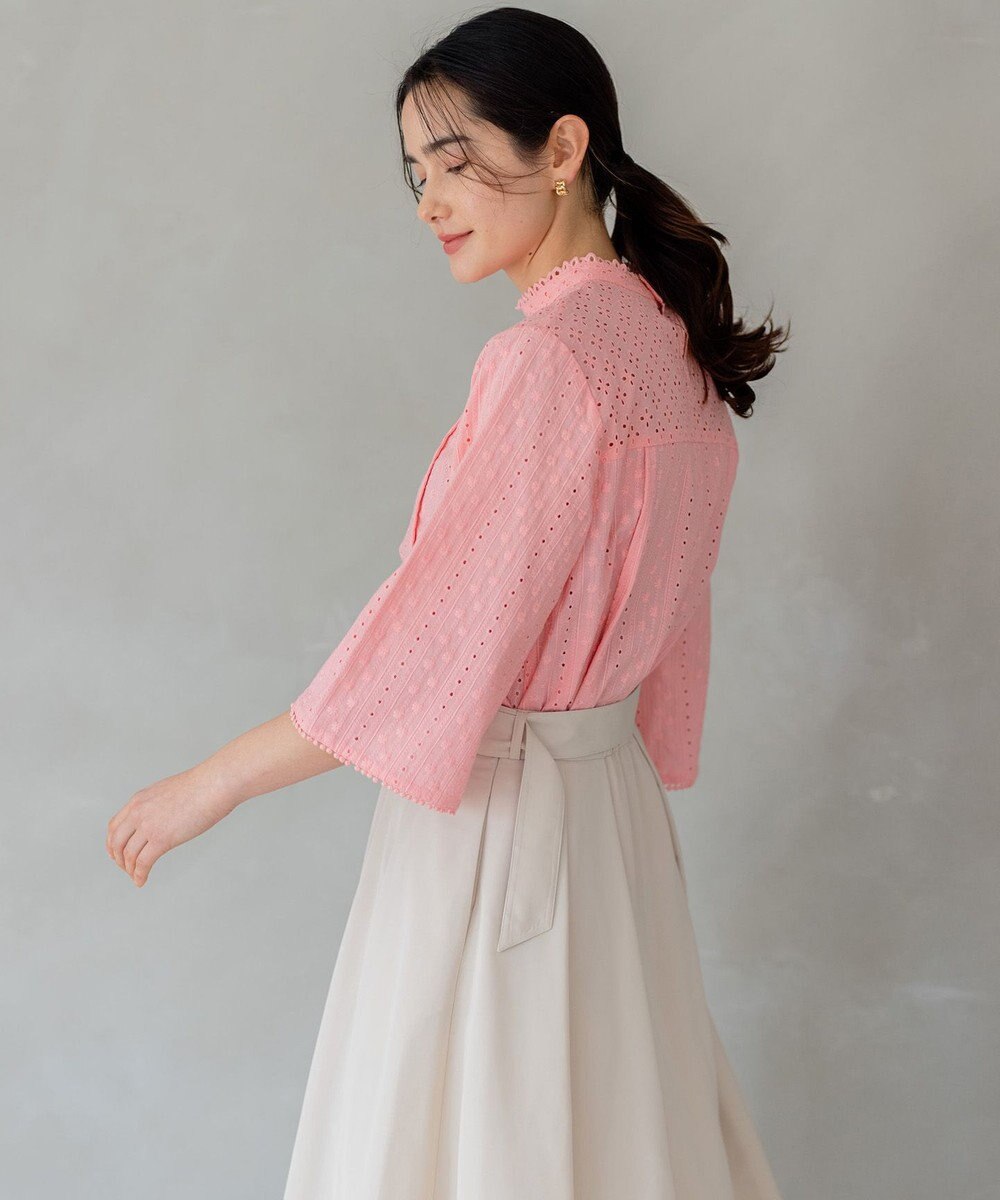 組曲 S エンブロイダリーレースハイネック ブラウス 