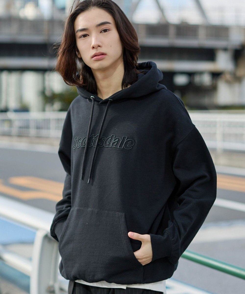 WEGO 【ユニセックス着用ITEM】エンボスステッチロゴプルパーカー 