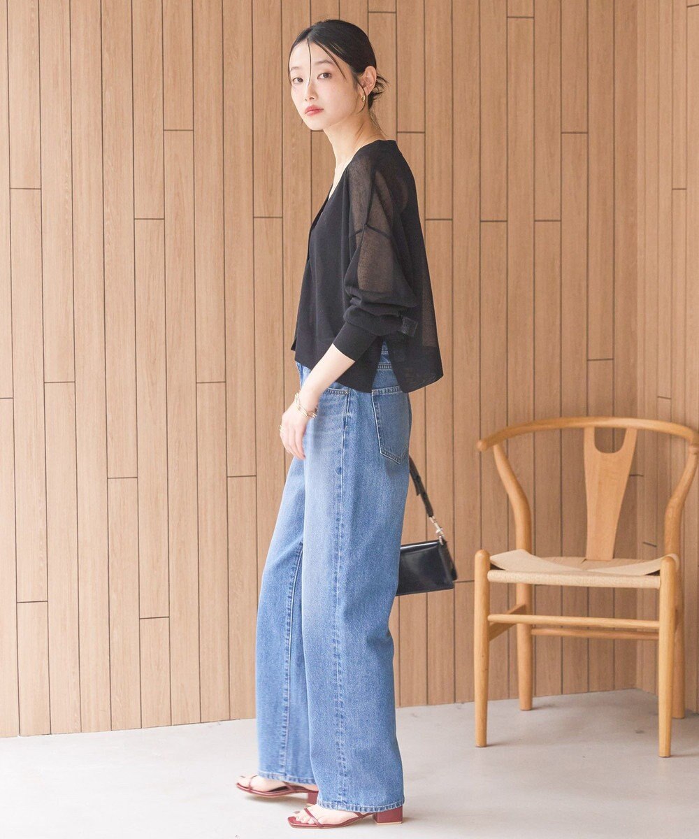 AMERICAN HOLIC ウォッシャブルショート丈シアーカーディガン 