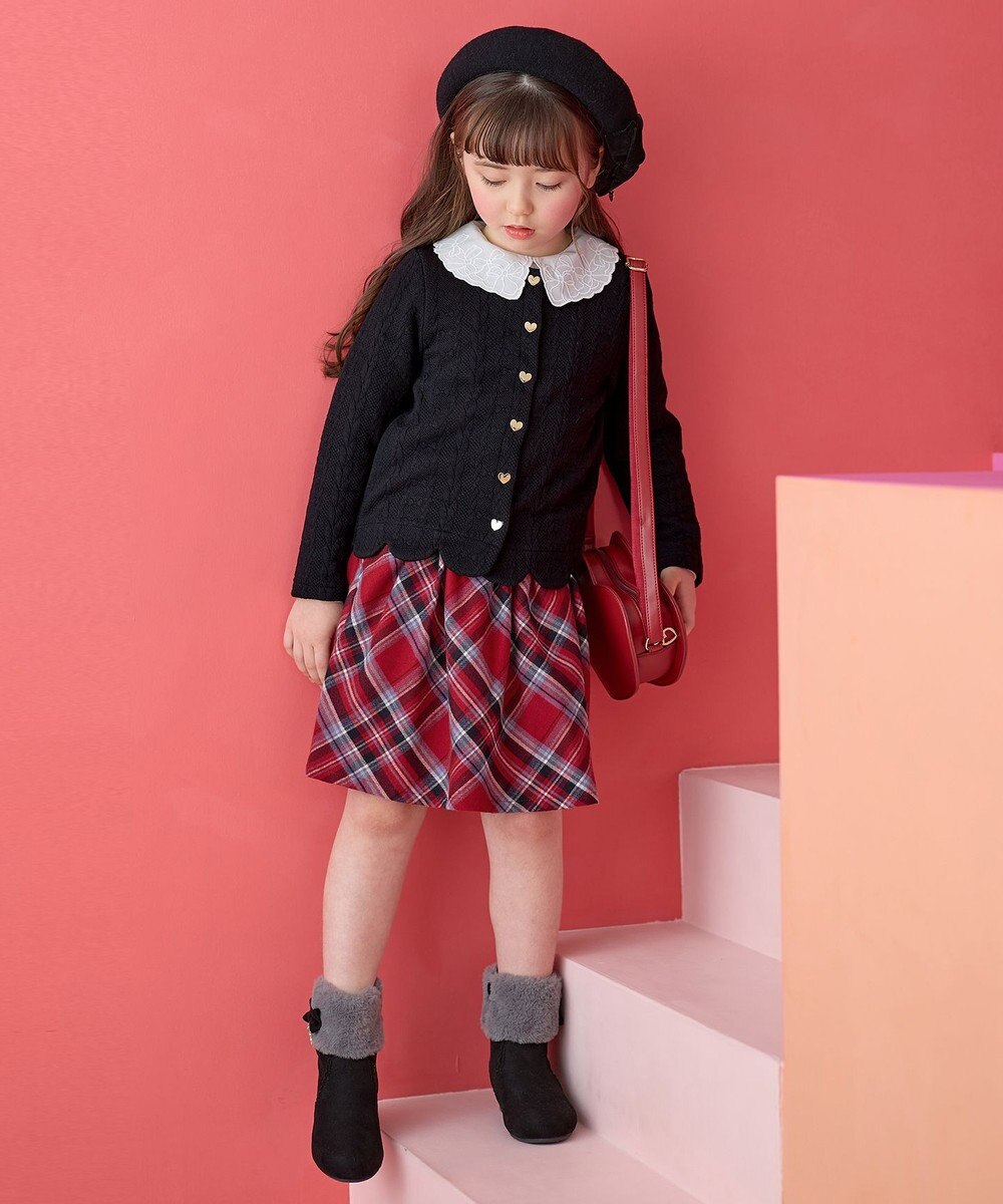 ANY KIDS ふくれ ジャガード カーディガン 