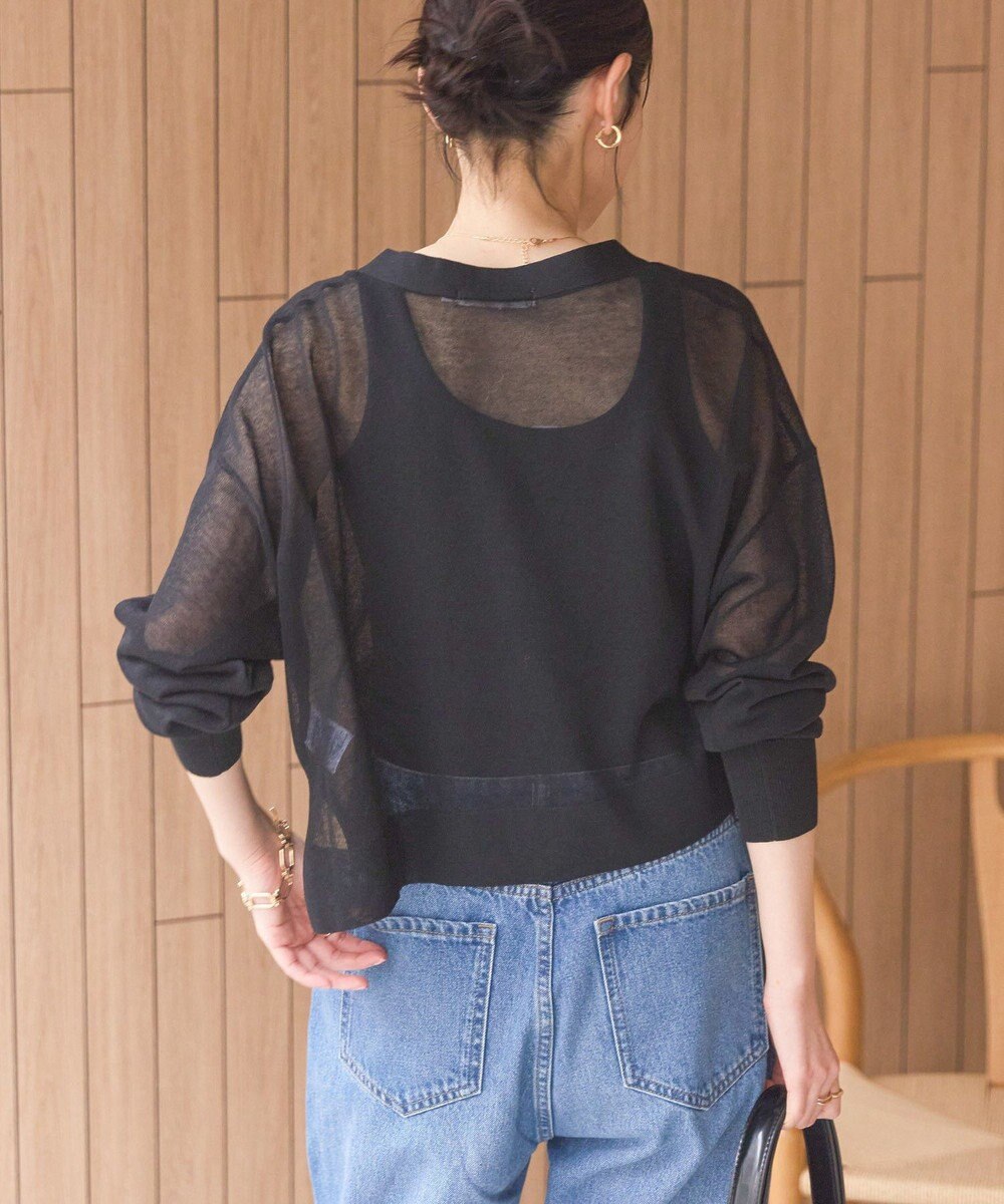 AMERICAN HOLIC ウォッシャブルショート丈シアーカーディガン 