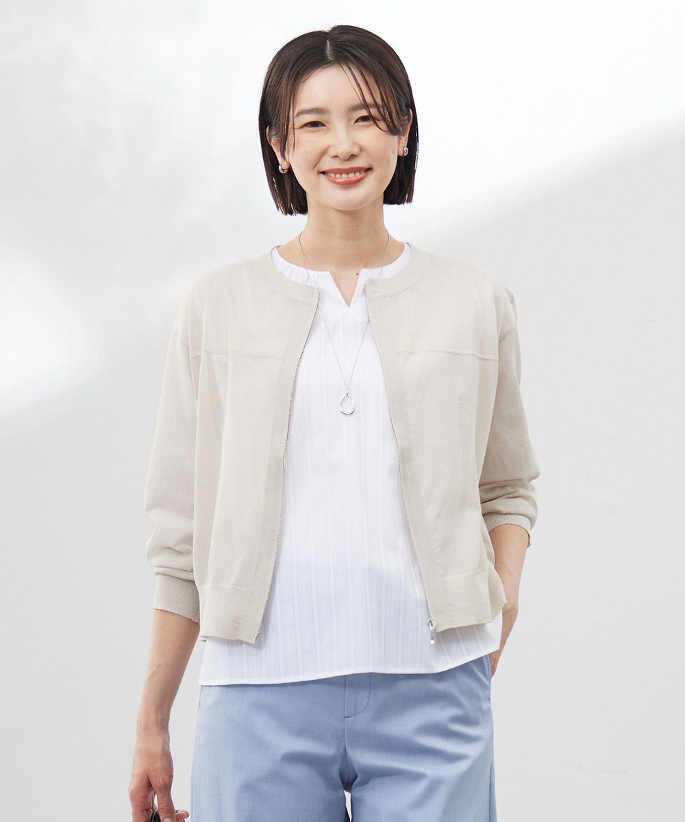 J.PRESS LADIES 【洗える】SHEER LIGHT ニット ブルゾン 