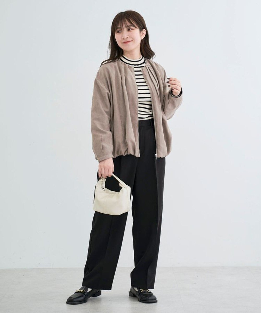 Green Parks ノーカラータックスウェード調ブルゾン 