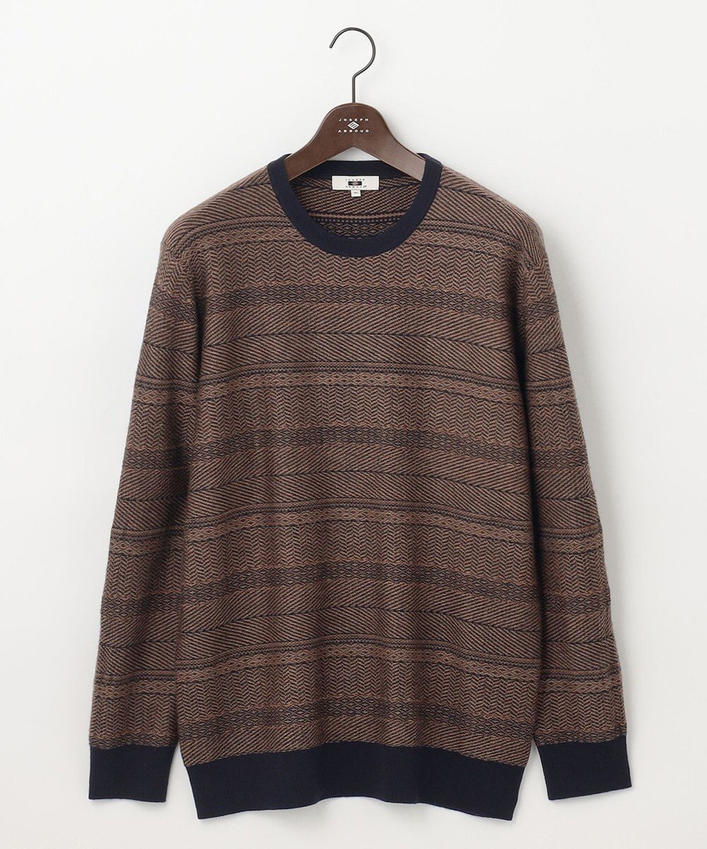 JOSEPH ABBOUD 【キングサイズ・ストレッチ/スウェードタッチ/JAPANファブリック】ジャガード柄 プルオーバー ニット 