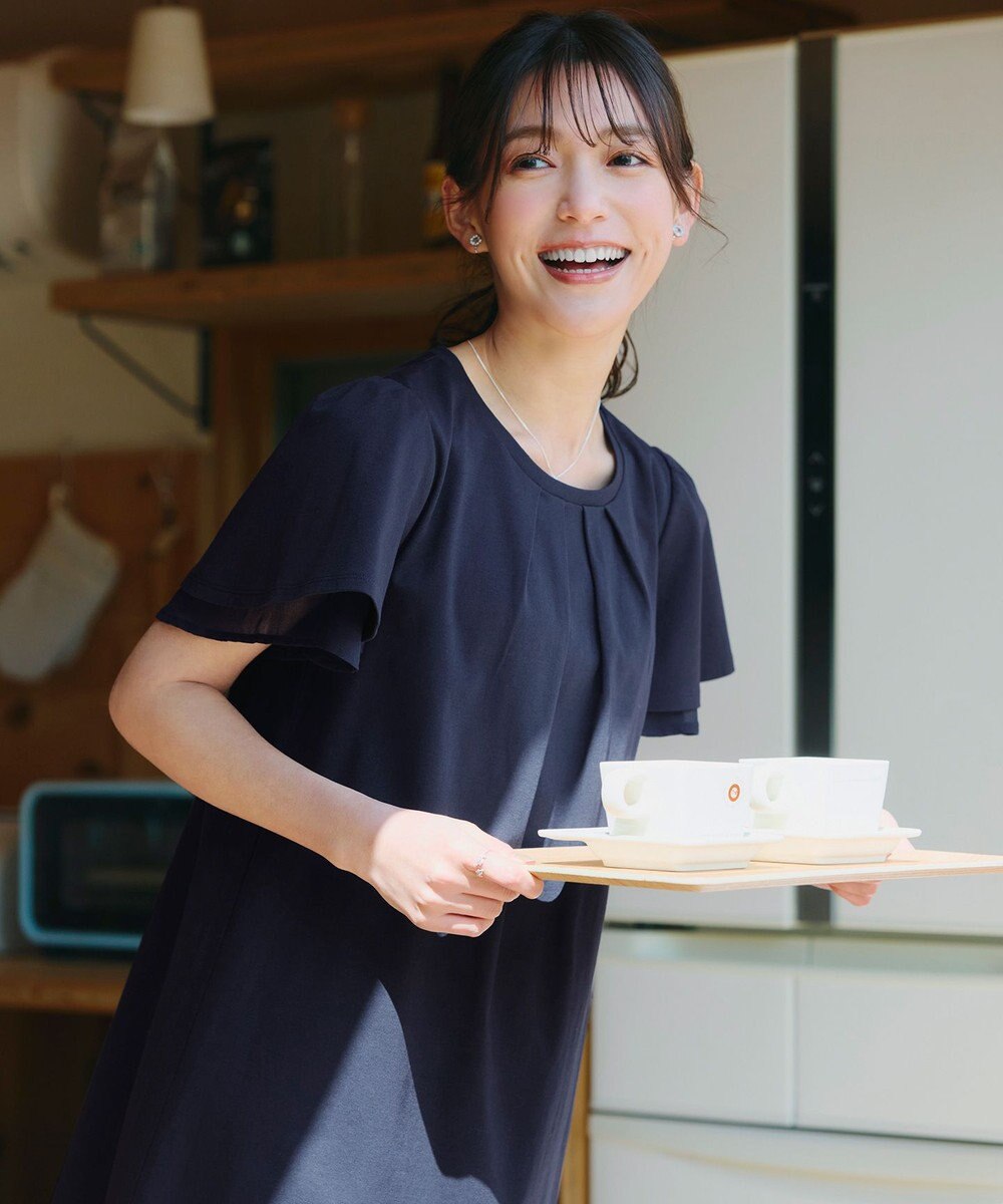 Tiaclasse 【UVケア・接触冷感】“あまラク” シフォンフレアスリーブカットソーチュニック 