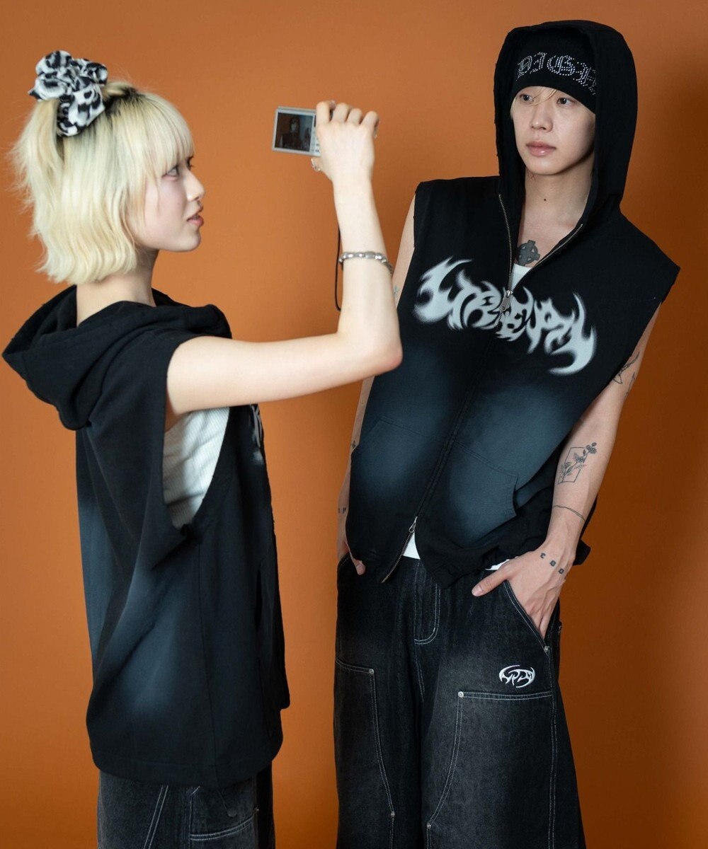 WEGO 【ユニセックス着用ITEM】ダブルニーロゴデニムショーツ 