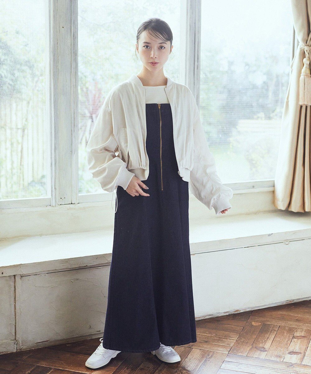 earth music&ecology バックレースアップデニムキャミワンピース 