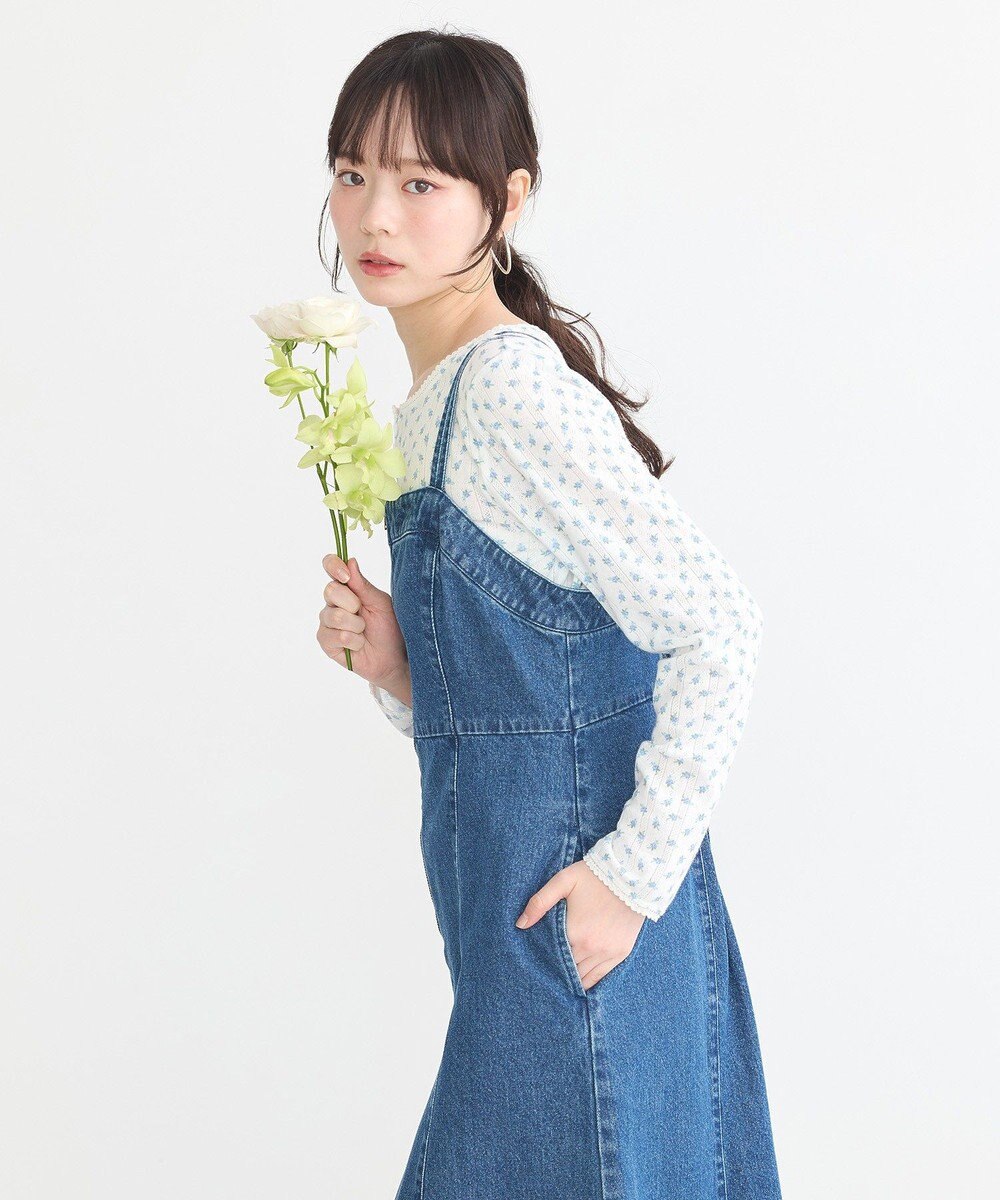 earth music&ecology バックレースアップデニムキャミワンピース 