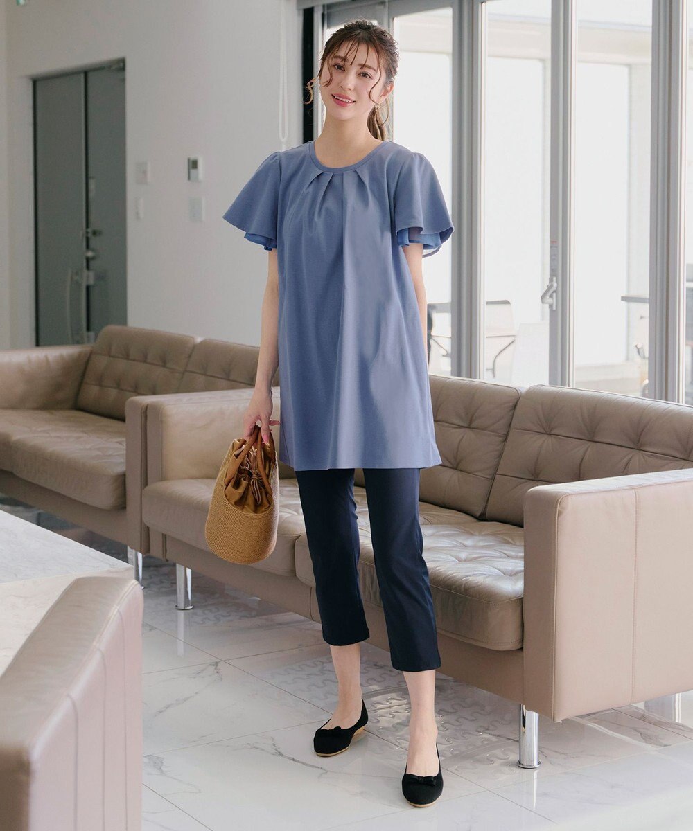 Tiaclasse 【UVケア・接触冷感】“あまラク” シフォンフレアスリーブカットソーチュニック 