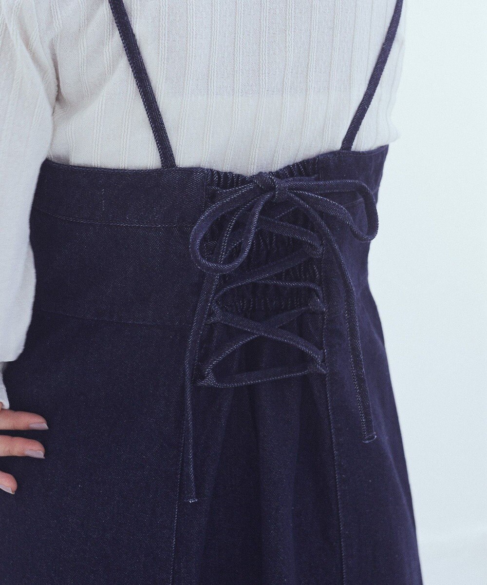 earth music&ecology バックレースアップデニムキャミワンピース 