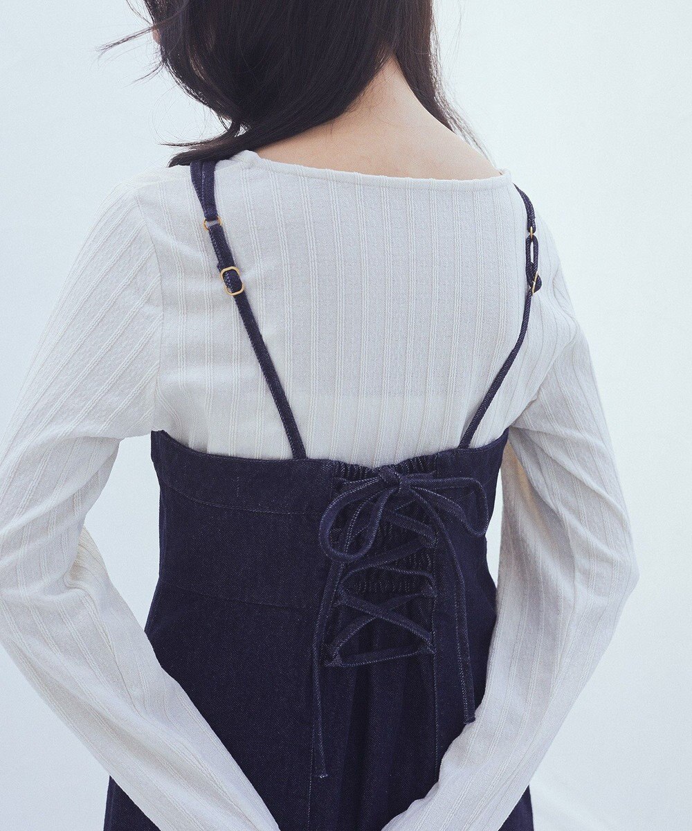 earth music&ecology バックレースアップデニムキャミワンピース 