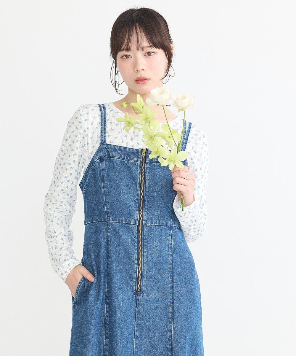 earth music&ecology バックレースアップデニムキャミワンピース 