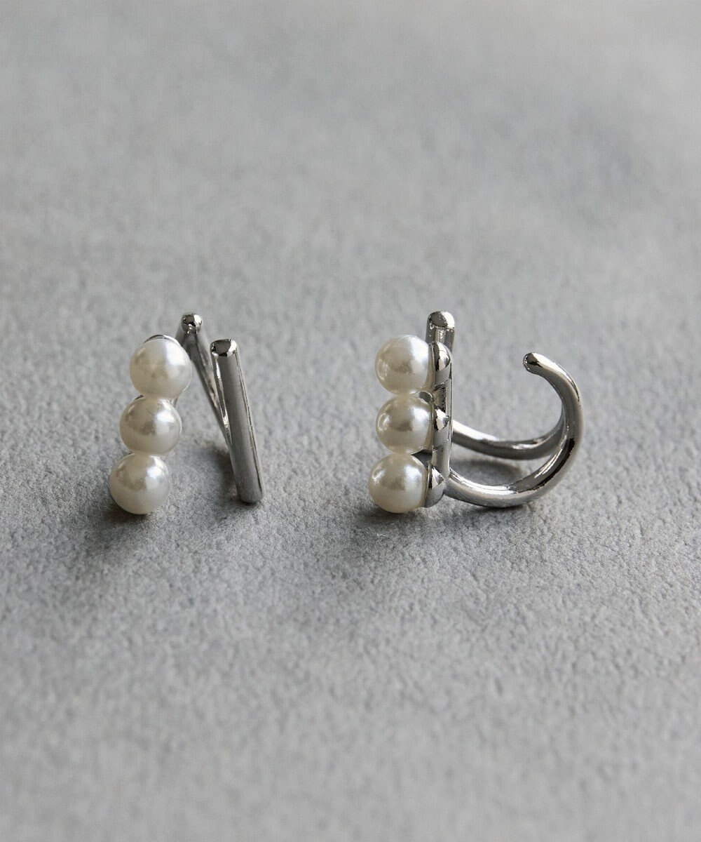 Phoebe 〈シリーズ累計販売15000点突破！〉ダブルデコレイトカフイヤリング　シルバー 