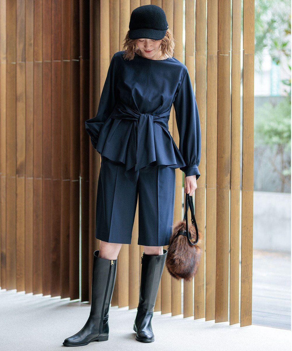 23区 【CLASSY.10月号掲載/洗える】TWマットクロス ペプラム ブラウス 