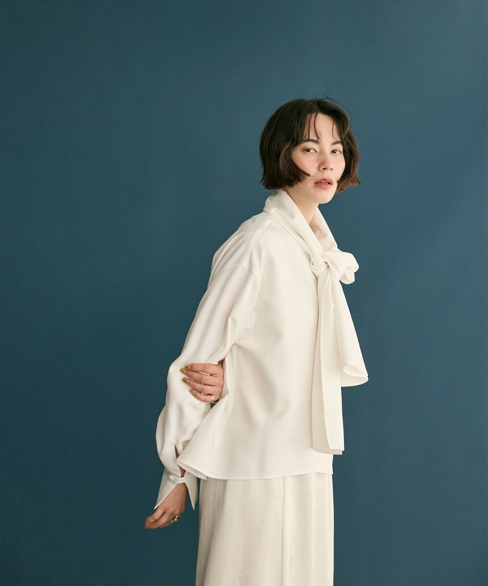 #Newans 【洗濯機可】ビックリボンパウダリーブラウス 