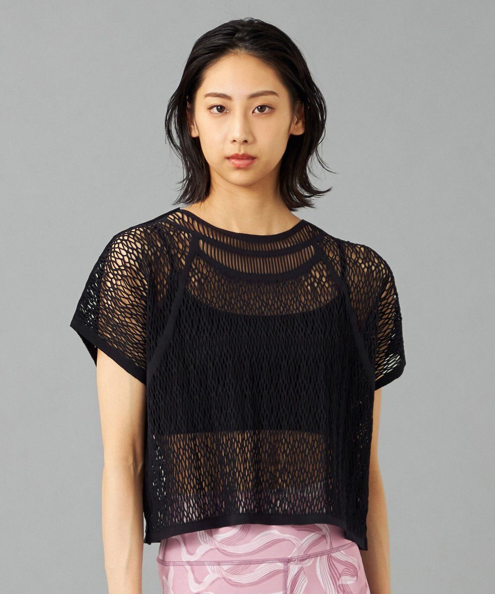 Chacott 【ノーソーイングニット】ランダムメッシュニットTシャツ 