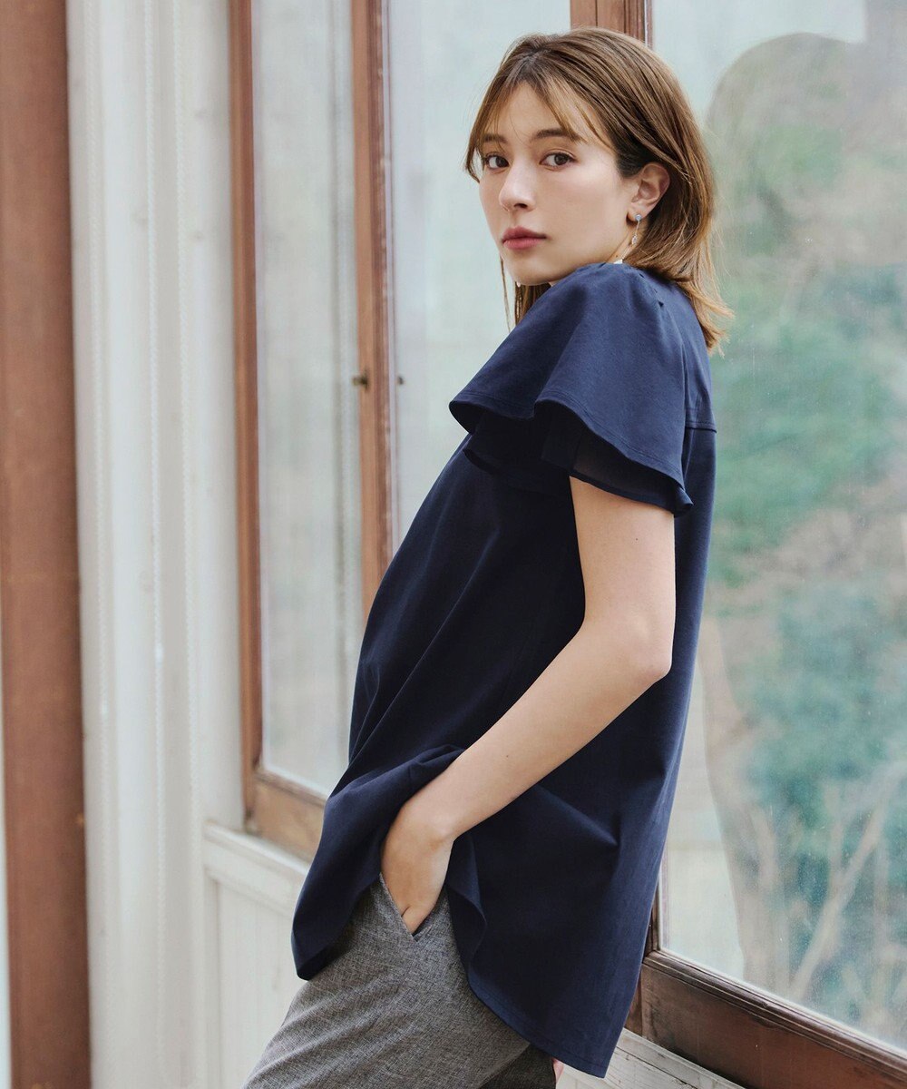 Tiaclasse 【UVケア・接触冷感】“あまラク” シフォンフレアスリーブカットソーチュニック 