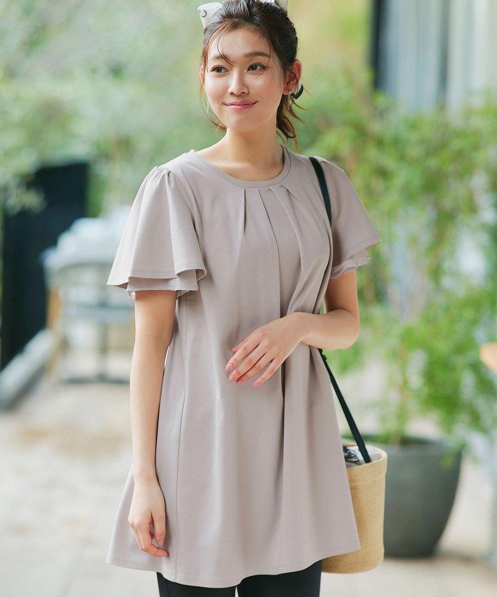 Tiaclasse 【UVケア・接触冷感】“あまラク” シフォンフレアスリーブカットソーチュニック 