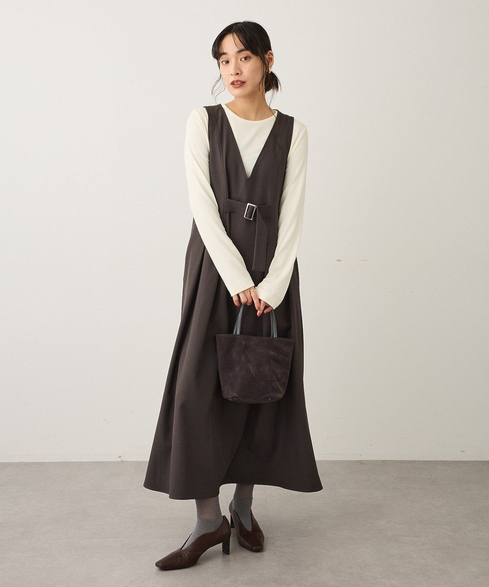 CRAFT STANDARD BOUTIQUE Vネックウェストタックジャンパースカート 