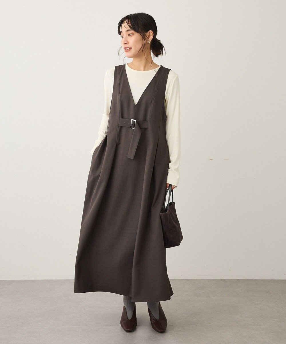 CRAFT STANDARD BOUTIQUE Vネックウェストタックジャンパースカート 