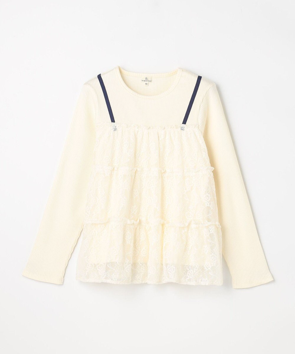 組曲 KIDS 【150-160㎝】スノウレースレイヤード トップス 