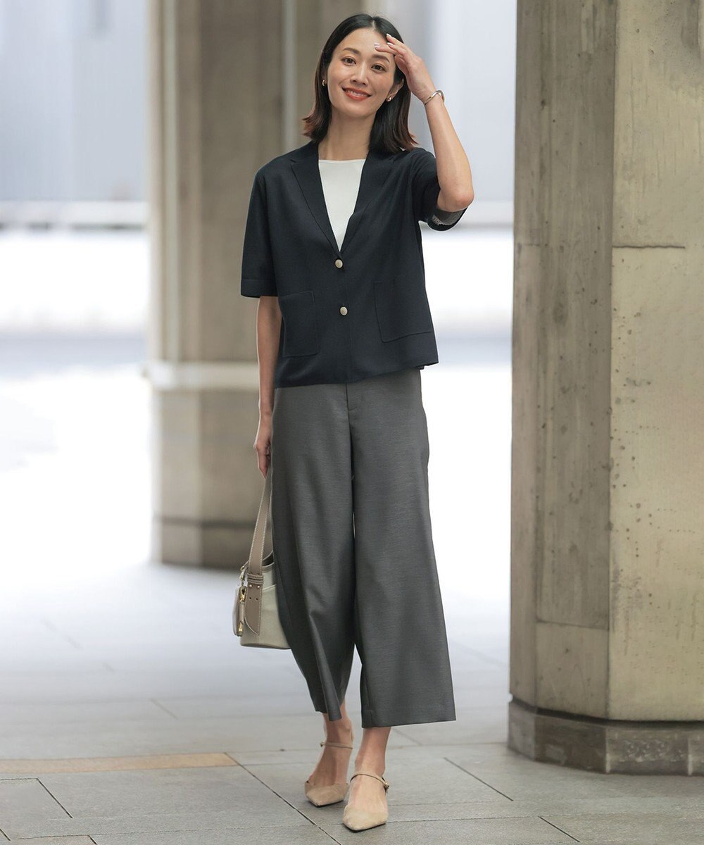 J.PRESS LADIES Vis/Peスパーク ハーフスリーブ ニットジャケット 