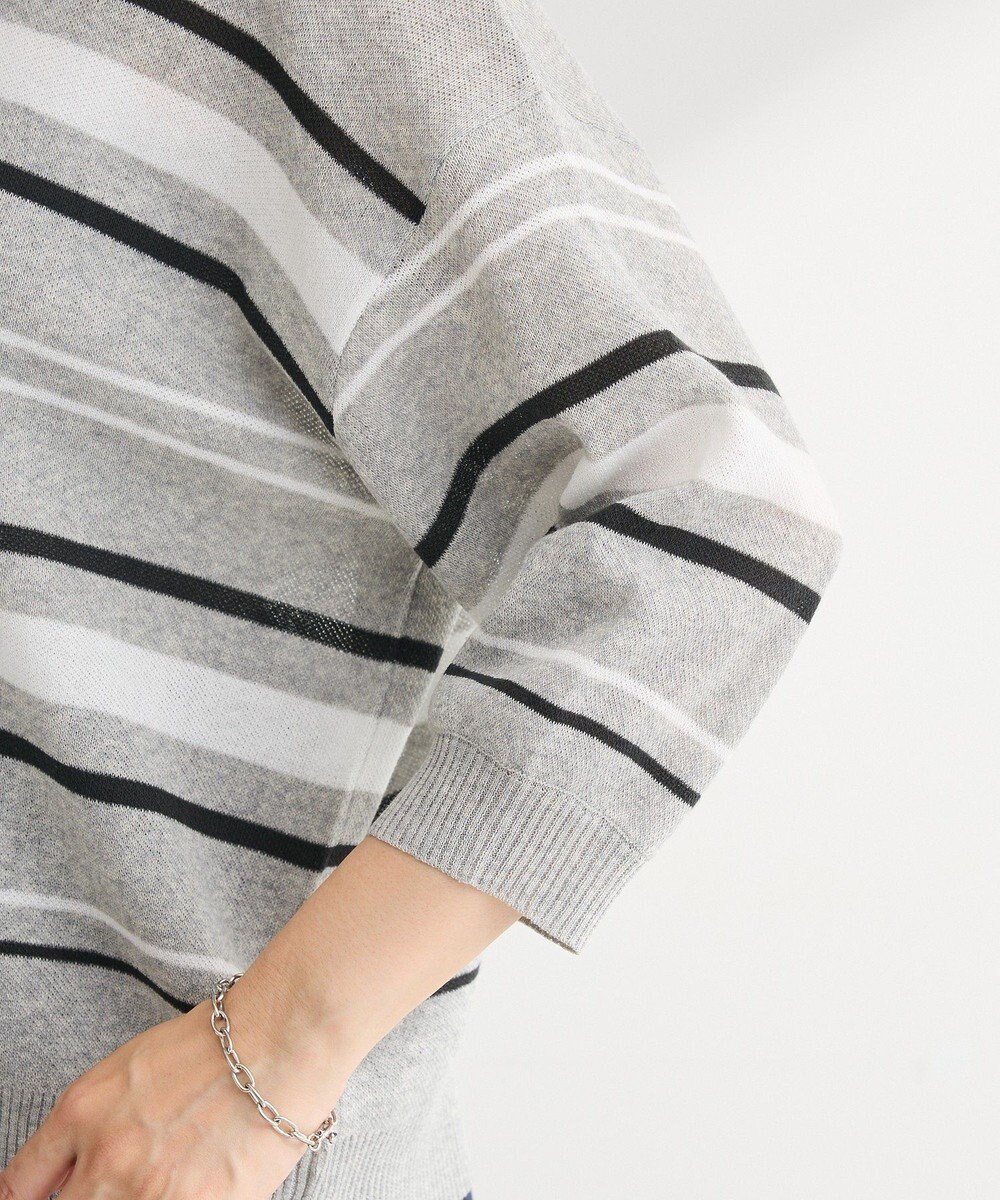 Green Parks 衿付き７分袖ニットプルオーバー 