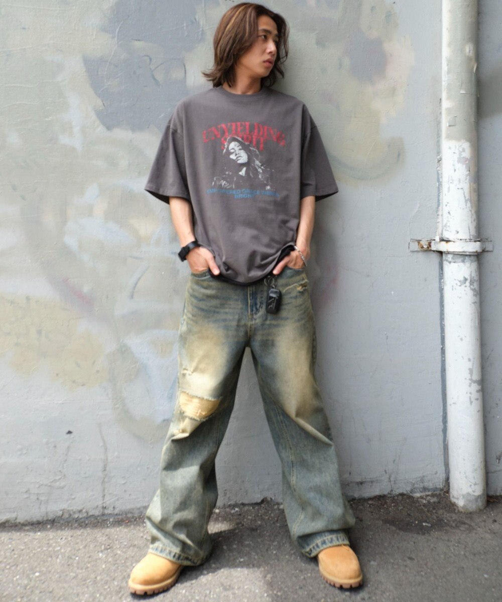 WEGO 【ユニセックス着用ITEM/SMLサイズ展開】ヴィンテージライクグラフィックT（SS） 