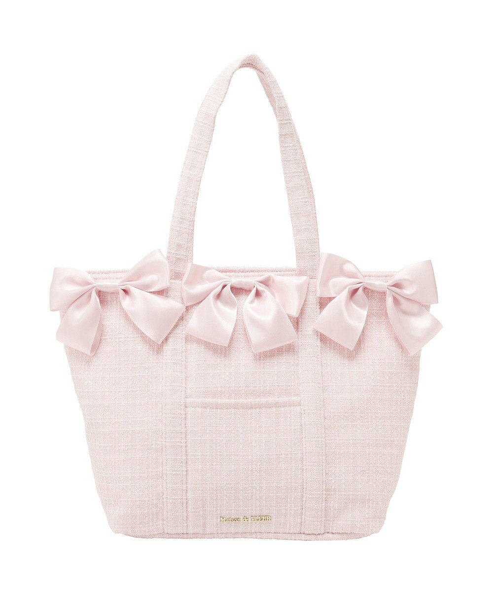 Maison de FLEUR ツイードボリュームリボントートバッグ 