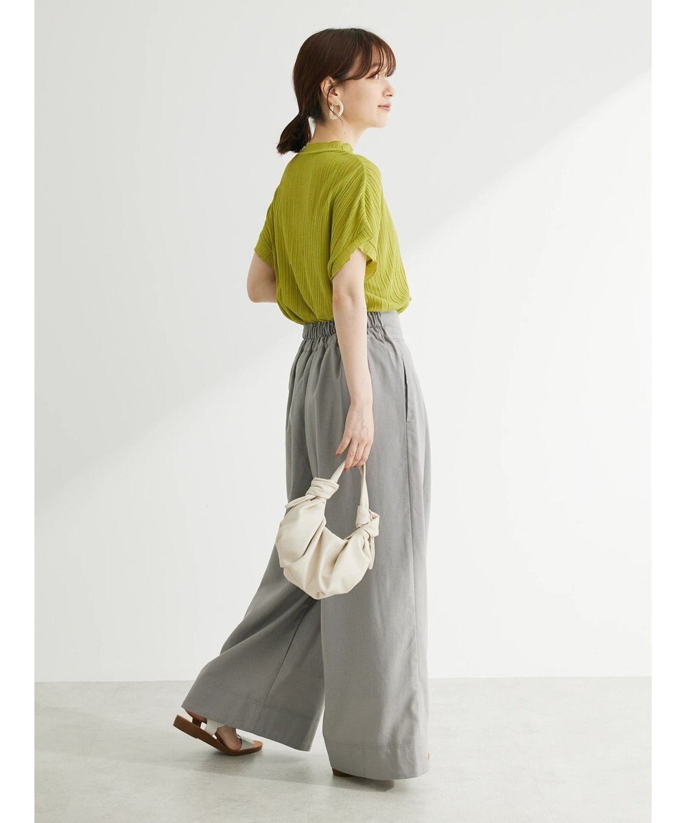 Green Parks プリーツ加工フレンチスリーブカットプルオーバー 