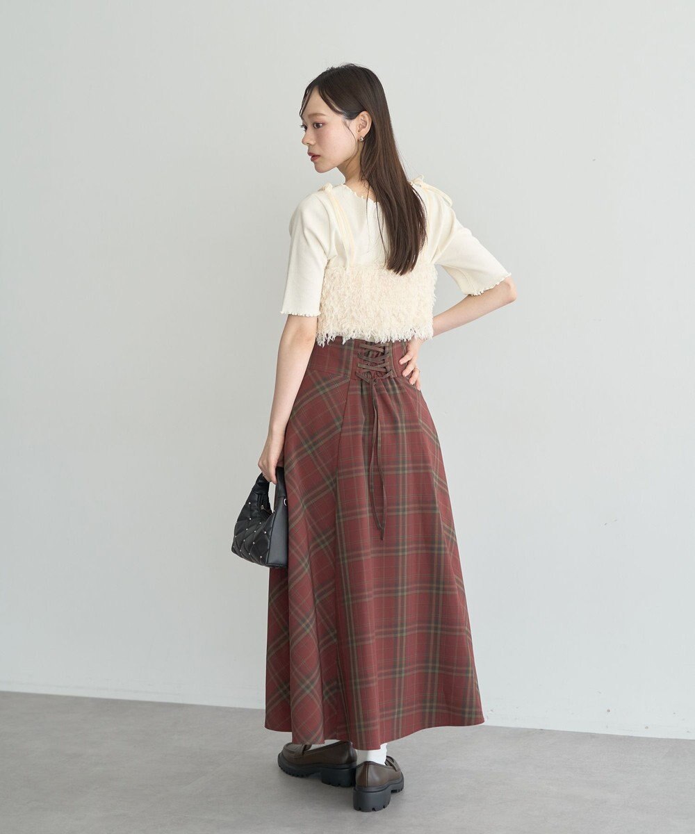 earth music&ecology バックレースアップチェックスカート 