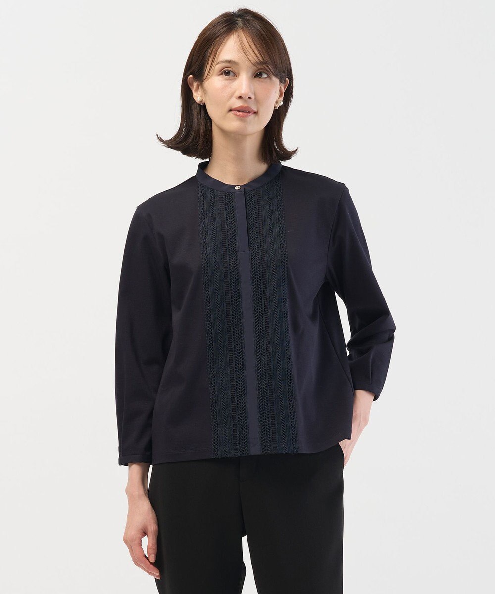 J.PRESS LADIES レースコンビ ボウタイ カットソー 