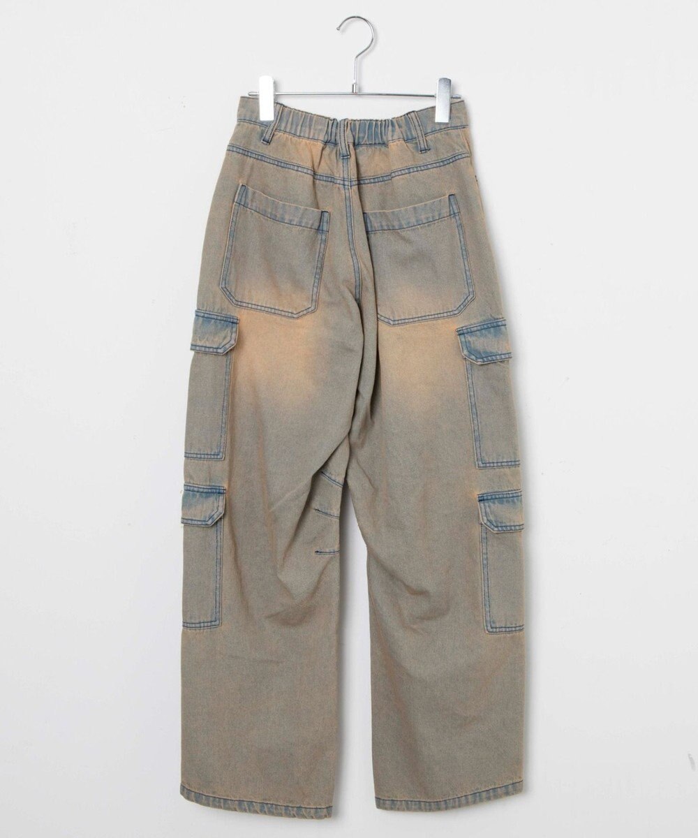 WEGO ヴィンテージウォッシュデニムカーブカーゴパンツ 