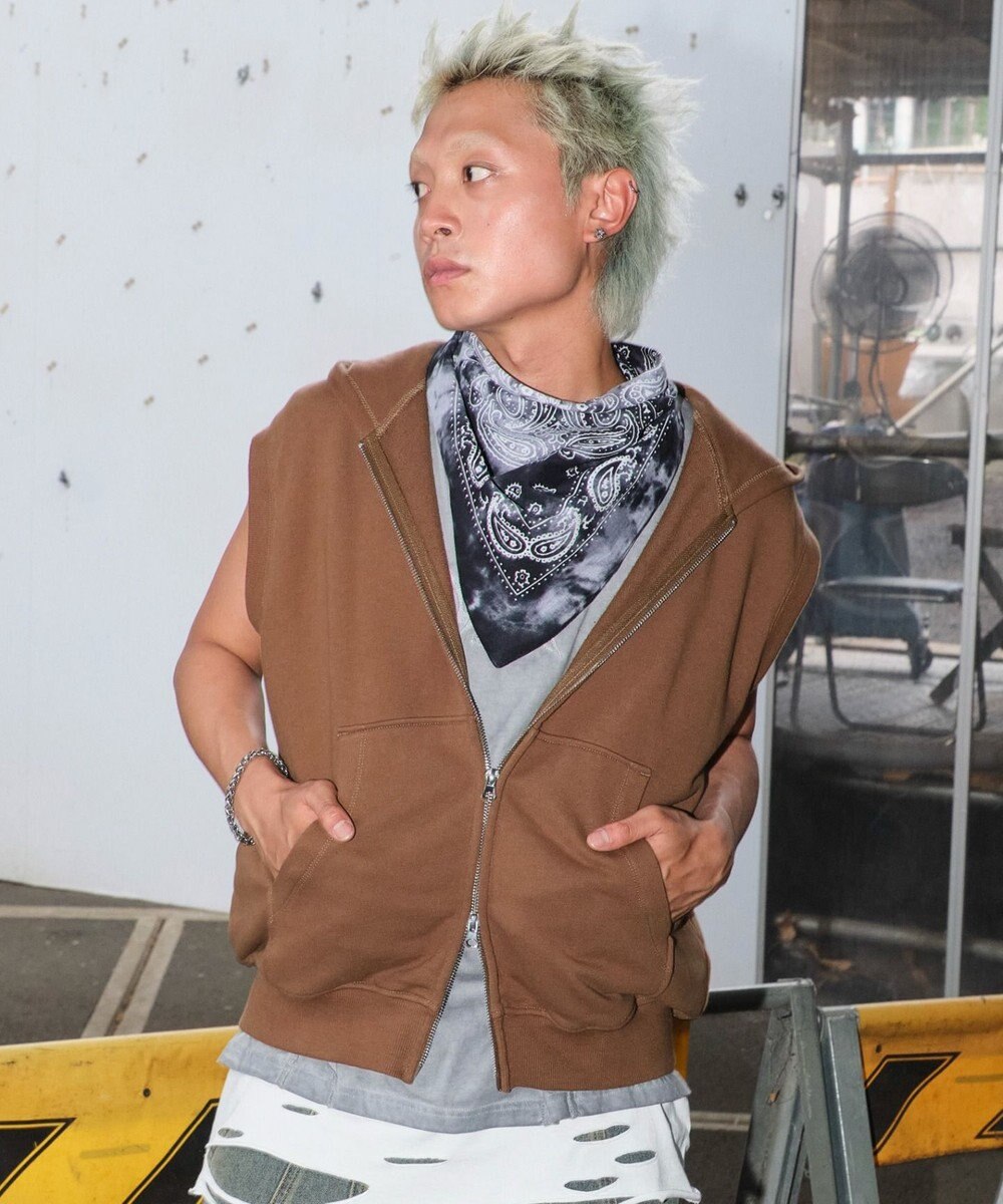 WEGO 【ユニセックス着用ITEM】ショートノースリーブZIPパーカー 