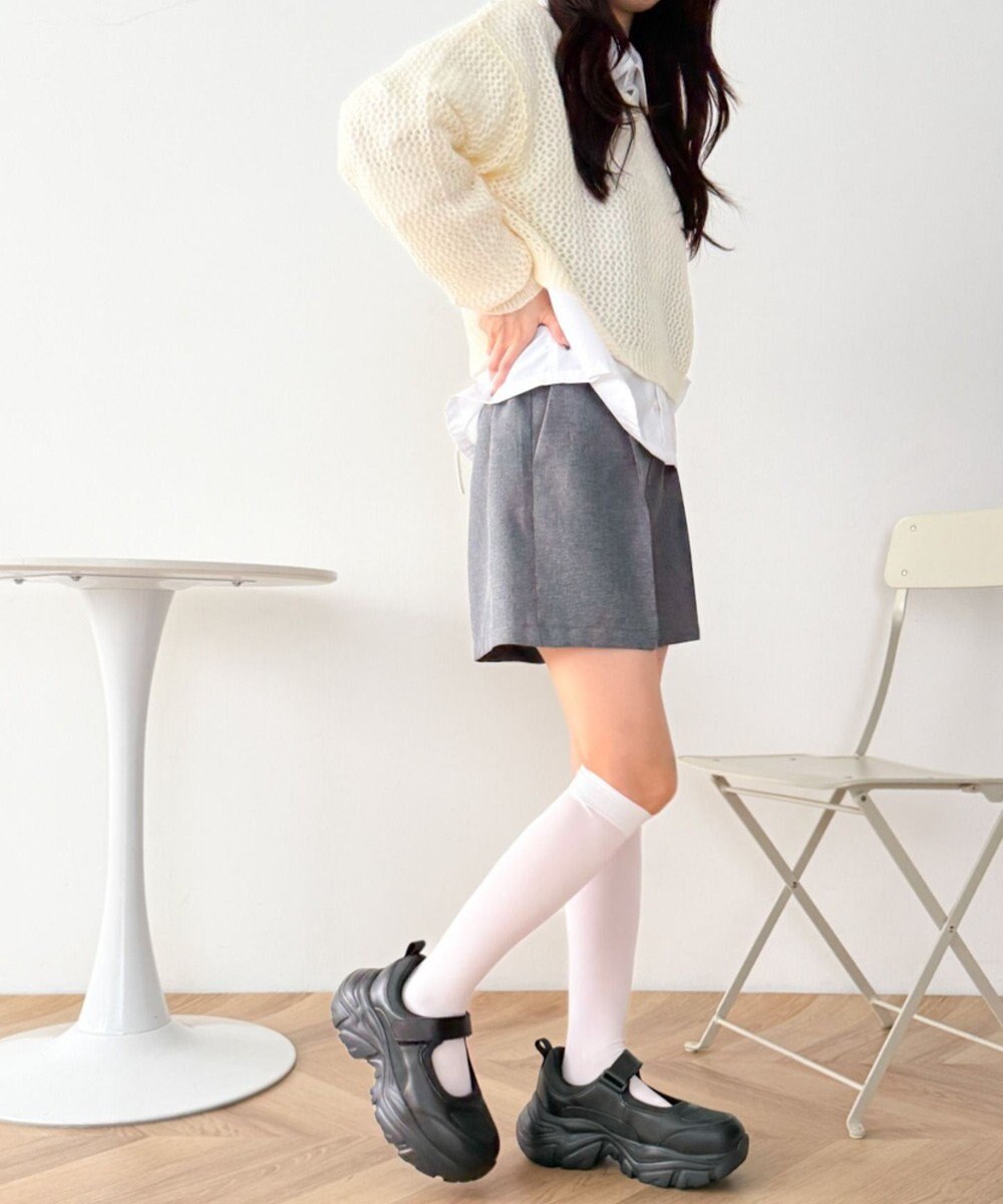 WEGO 厚底ベロクロストラップシューズ 