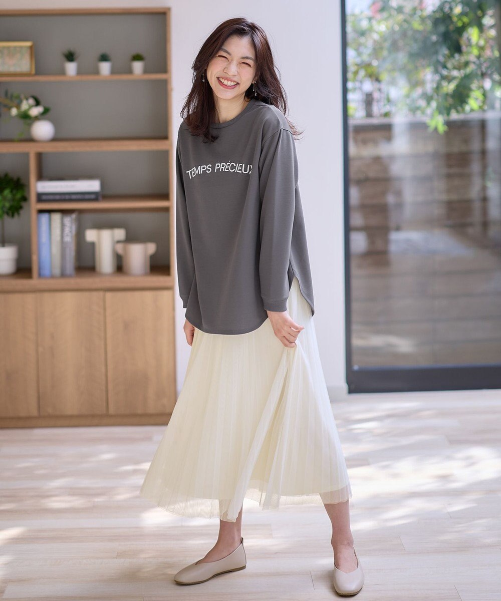 ANY ジョーゼットロゴプリントTシャツ 