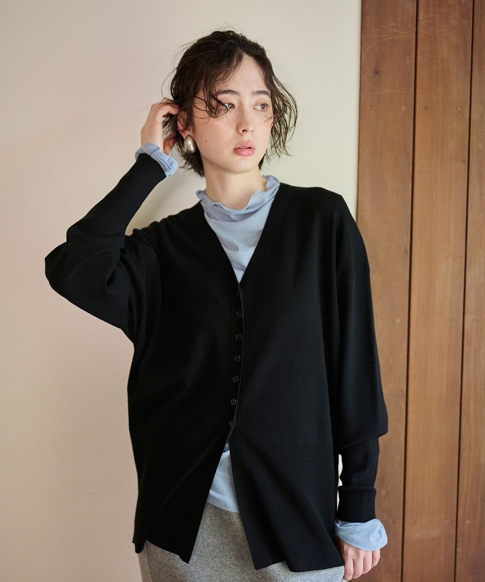 #Newans 【洗える】ファインボタンＶネックカーディガン 