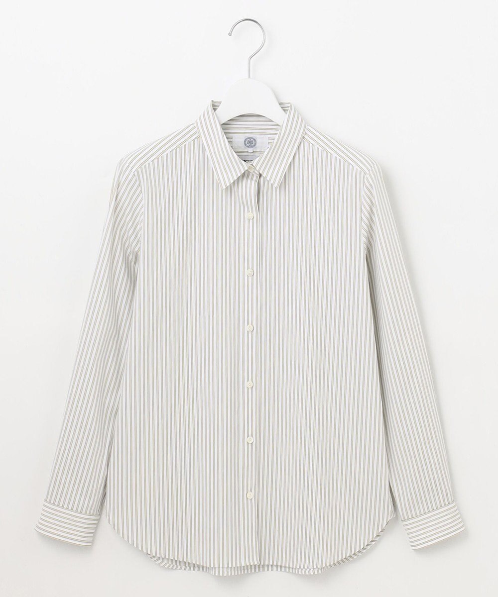 J.PRESS LADIES L 【洗える】BEZ ストライプ シャツカラー ブラウス 